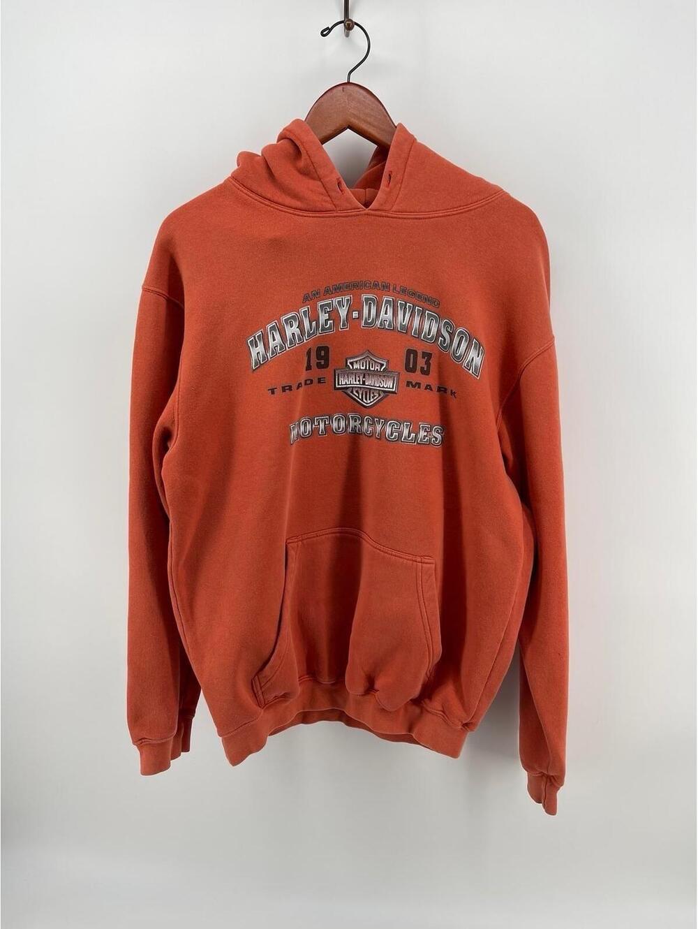 2005 Harley Davidson Hoodie El Paso Texas Eagle Graphic Orange Men’s M VTG